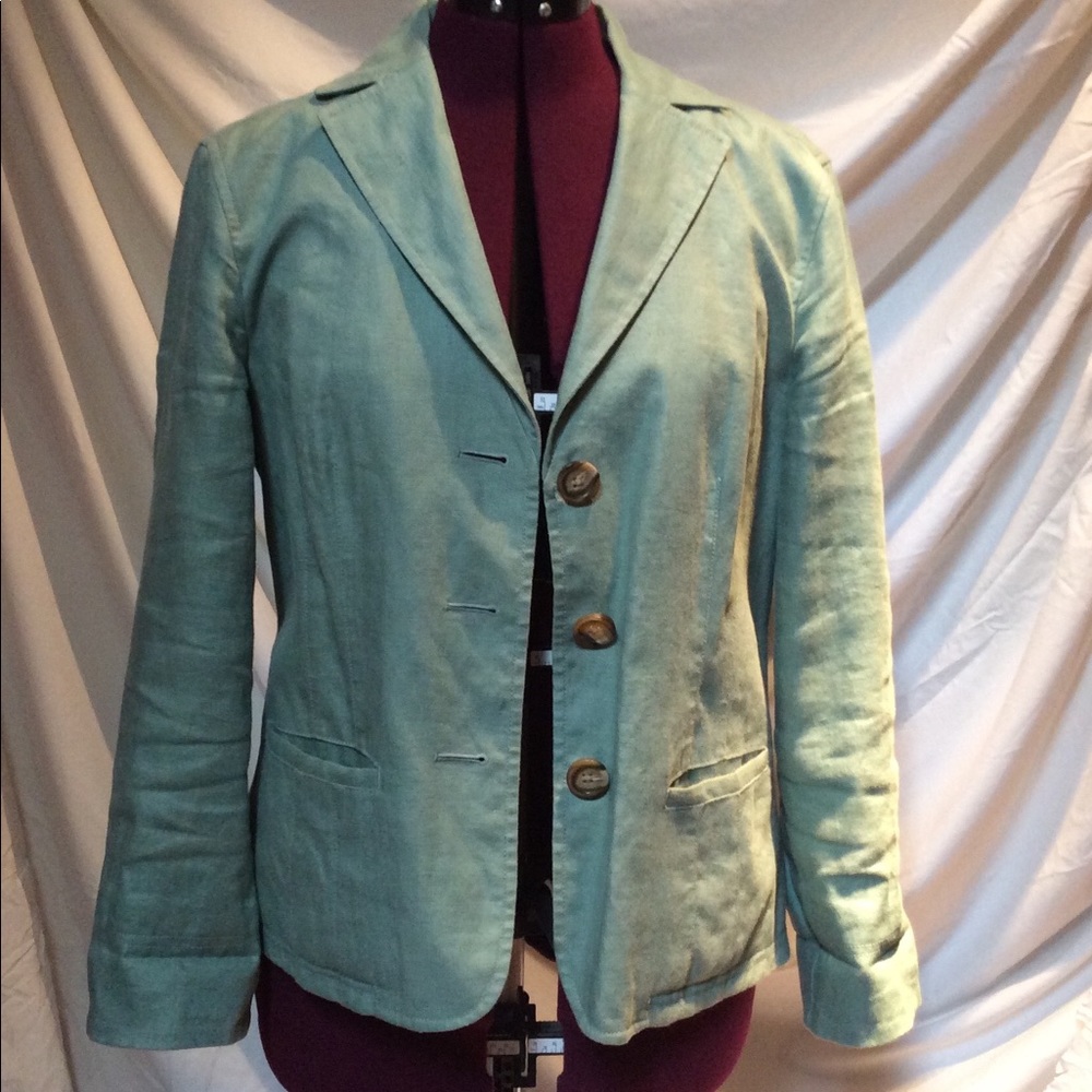 L.L Bean linen teal blazer/jacket 12P